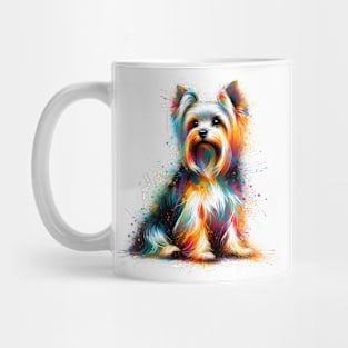 Elegant Silky Terrier in Colorful Splash Art Style Mug